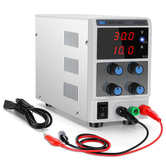 DC Bench Power Supply Adjustable 30V /10A, 3-Digital Switching Regulated Lab Mini Power Supply Single-Output 110V, with Alligator Leads, for DIY Electronics Testing, Repairing& Researching - (For 4 piece(s))