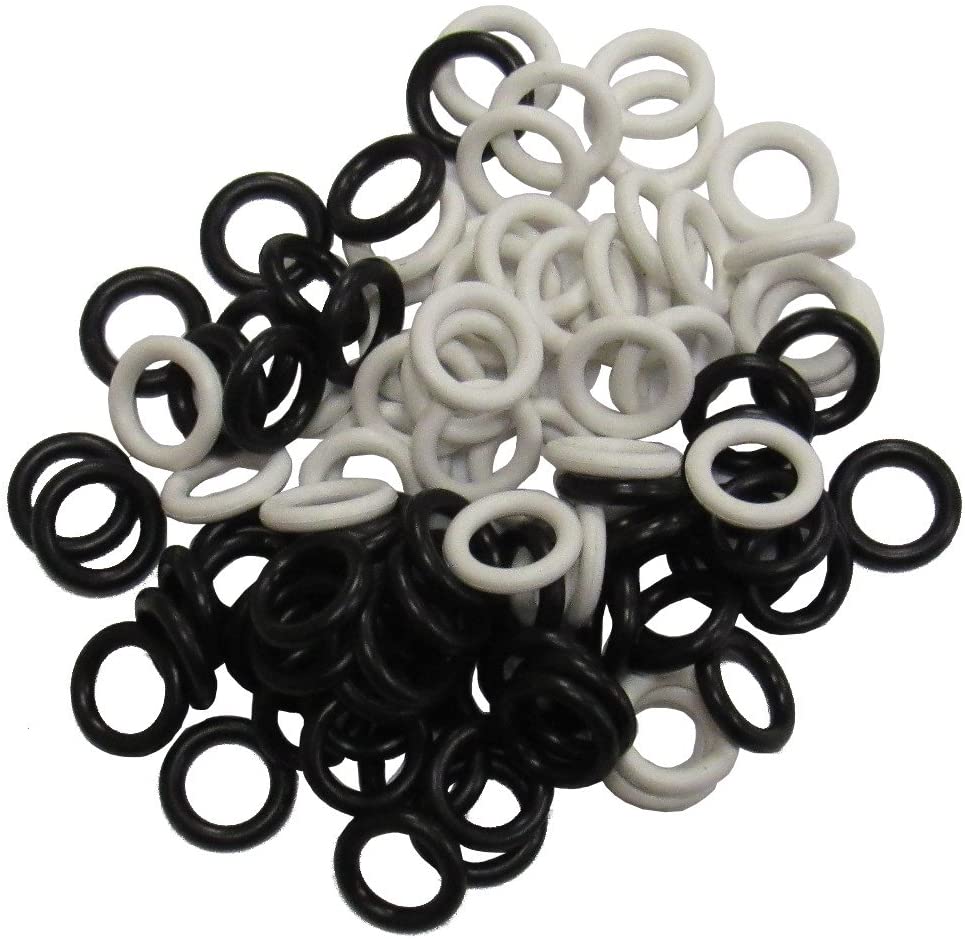 (100 Pack) Soft Stitch Ring Markers, Black & White (Small Size for Needle Sizes 0-8, for Knitting/Crochet/etc) - (For 12 piece(s))