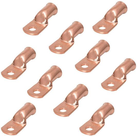 10pcs Purple Copper Terminal Lugs 2/0 AWG Battery Cable Ends Tubular Bare Copper Eyelets Ring Terminal Connectors(2/0 AWG - 5/16'' Ring) - (For 8 piece(s))