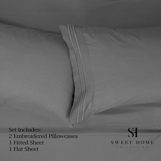 1500 Supreme Collection Bed Sheet Set - Extra Soft, Elastic Corner Straps, Deep Pockets, Wrinkle & Fade Resistant Sheets Set, Luxury Hotel Bedding, King, Gray - (For 6 piece(s))