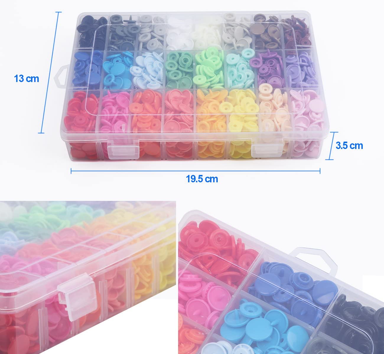 408 Sets Plastic Snap Buttons, No-Sew T5 Snaps with Organizer Storage Case for Bibs Diapers Crafts by ilauke - (For 8 piece(s))