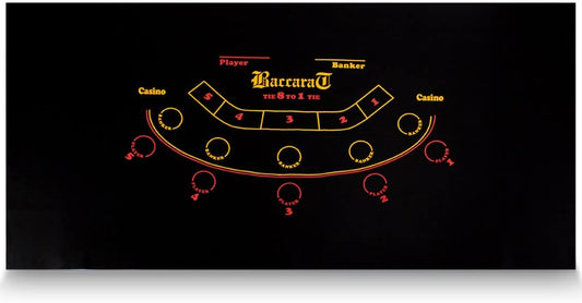 72" x 36" Black Baccarat Casino Table Felt Layout by Brybelly - (For 8 piece(s))