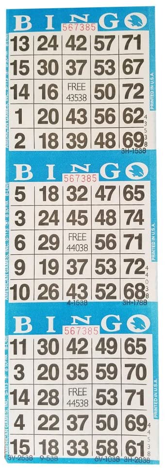 American Games Bingo Paper Game Cards – 3 Card – 10 Bingo Sheets – 100 Books – 10 Colors, Made in USA - (For 8 piece(s))