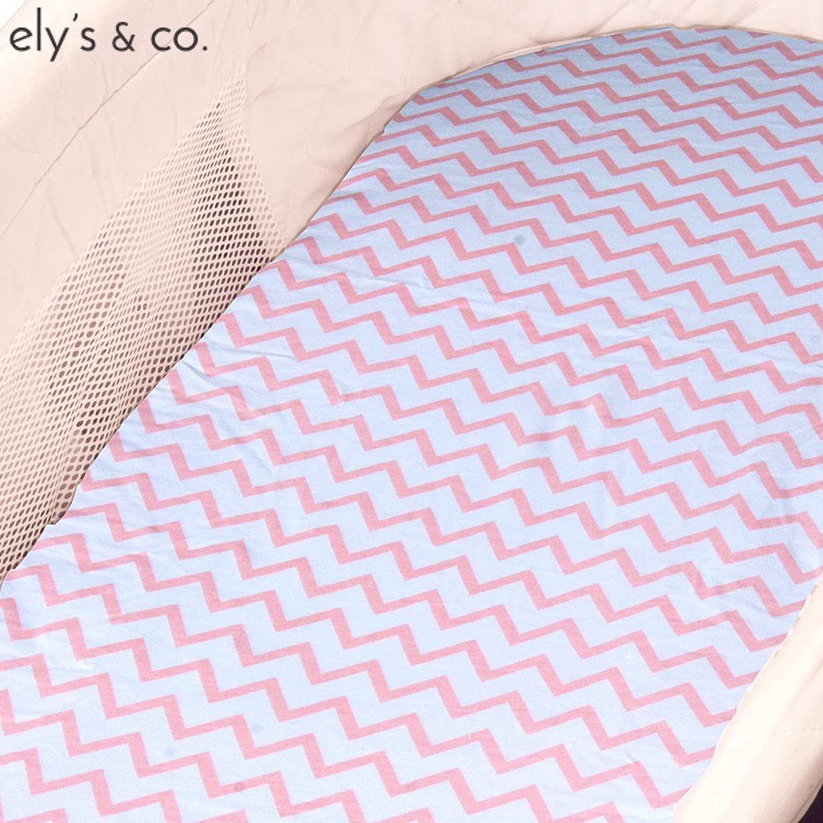 Bassinet Sheet Set 2 Pack 100% Jersey Cotton for Baby Girl by Ely's & Co. - Pink Chevron and Polka Dot by Ely's & Co. - (For 8 piece(s))