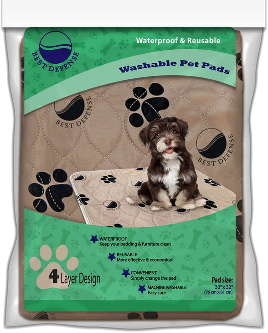Best Defense Washable Pee Pads for Dogs, 2- Pack Large 30 x 32 Reusable Dog, Puppy, Whelping and Training Pad for Home, Apartment, Crate and Travel - (For 8 piece(s))