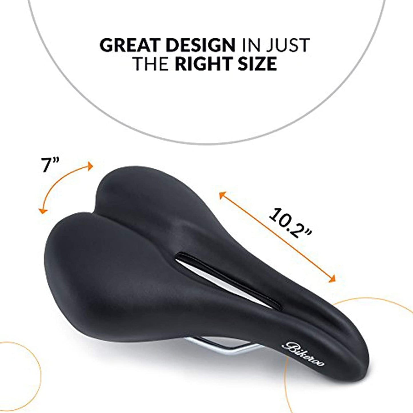 Bikeroo Most Comfortable Bike Seat for Men - Padded Bicycle Saddle for Men with Soft Cushion - Improves Comfort for Mountain Bike, Hybrid and Stationary Exercise Bike - (For 6 piece(s))