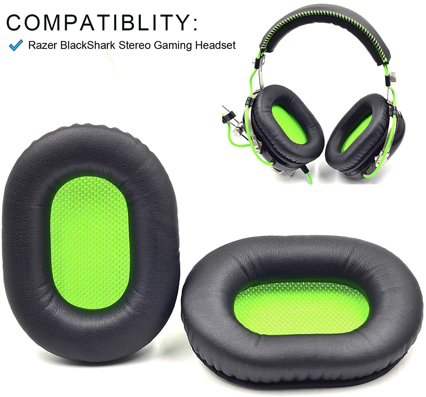 BlackShark Earpads - defean Replacement Ear Cushion Compatible with Razer BlackShark/ATH M40X / M50X / HyperX Cloud 1 & 2 / SteelSeries Arctis 3/5 / 7 / 9X & Pro/Stealth 600 Headphone - (For 8 piece(s))
