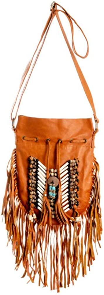 Boho Bag Round S | Real Leather | Fringe Purse | Bohemian Bags - (For 4 piece(s))