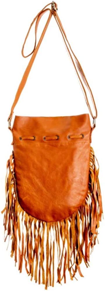 Boho Bag Round S | Real Leather | Fringe Purse | Bohemian Bags - (For 4 piece(s))