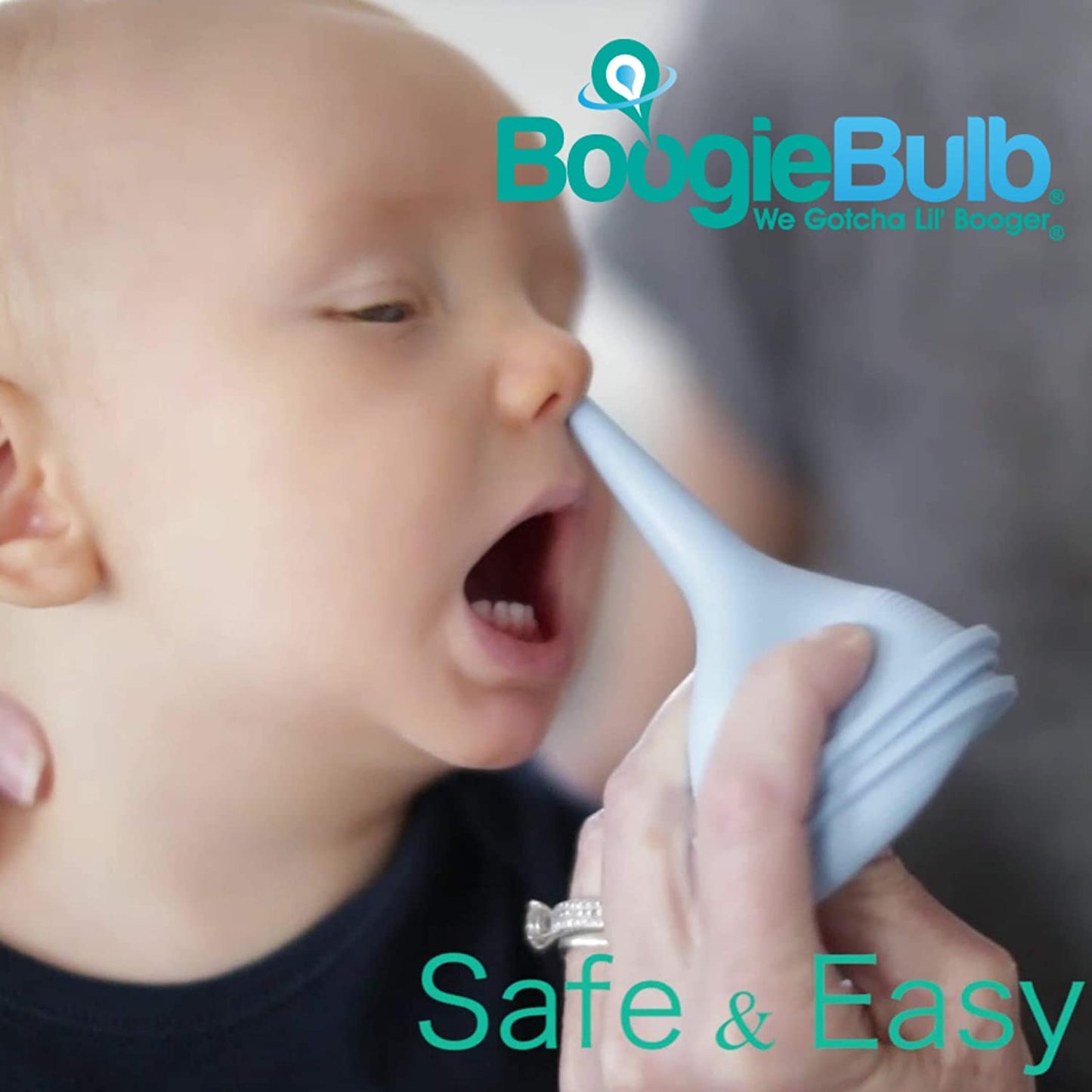 BoogieBulb Baby Nasal Aspirator and Booger Sucker for Newborns Toddlers & Adult - BPA Free - Blue 2 Ounce Bulb Syringe - Safe Nose Cleaner - Cleanable & Reusable Ear Syringe Nose Sucker - (For 8 piece(s))