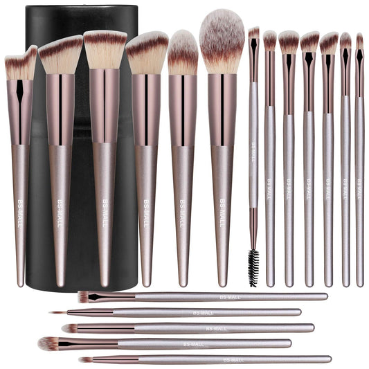 BS-MALL Makeup Brush Set 18 Pcs Premium Synthetic Foundation Powder Concealers Eye shadows Blush Makeup Brushes with black case (Champagne Gold) - (For 8 piece(s))