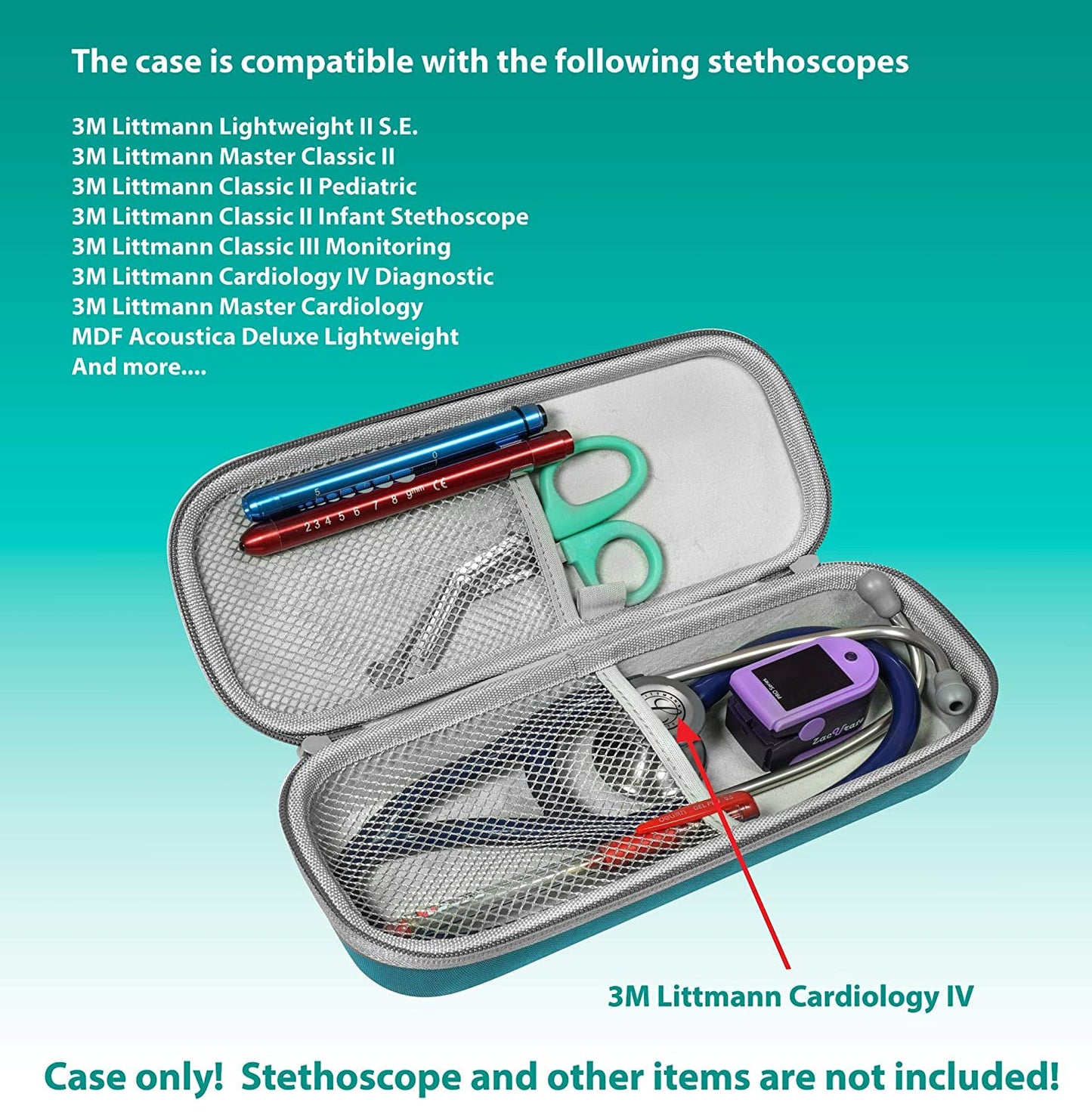 ButterFox Semi Hard Stethoscope Case for 3M Classic III, Lightweight II S.E, and More Stethoscopes with Pocket for Nurse Accessories (Turquoise) - (For 8 piece(s))