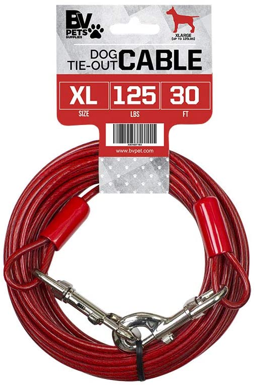 BV Pet Tie Out Cable for Dogs Up to 90/125/ 250 Pounds, 25/30 Feet - (For 8 piece(s))