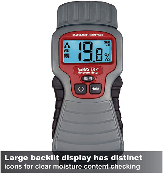 Calculated Industries 7440 AccuMASTER XT Digital Moisture Meter | Handheld |Pin Type | Backlit LCD Display | Detects Leaks, Damp and Moisture in Wood, Walls, Ceilings, Carpet and Firewood - (For 6 piece(s))