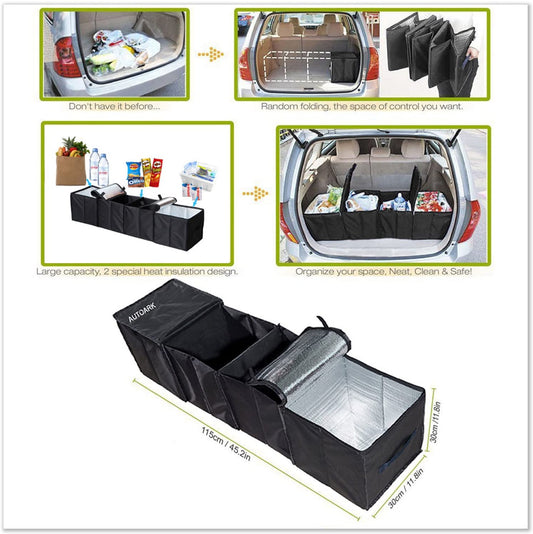 Cargo Foldable Multi Compartment Fabric Car Truck Van SUV Storage Basket Trunk Organizer and Cooler Set,Black,AK-018 - (For 8 piece(s))