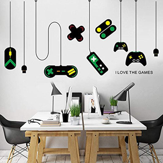 CHengQiSM Game Wall Stickers Gaming Controller Joystick Playroom Wall Decals for Bedroom Living Room Decor Removable Art Mural for Boys Kids Men - (For 12 piece(s))