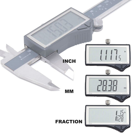 Clockwise Tools DCLR-0805 Electronic Digital Micrometer Caliper Inch/Metric/Fractions 0-8" /200mm IP54 Stainless Steel Large LCD Screen Measuring Tool - (For 6 piece(s))