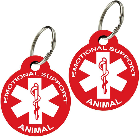 CNATTAGS Service Animals - Pet ID Tags, Various Shapes and Colors, Doubled Sided Emotional Support Animal, Premium Aluminum (Set of 2) - (For 1 piece(s))