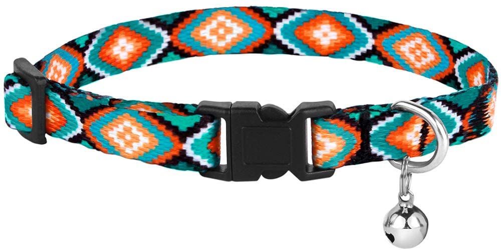 CollarDirect Cat Collar Breakaway Set of 2 PCS Tribal Pattern Aztec Pet Safety Adjustable Kitten Collar with Bell - (For 1 piece(s))