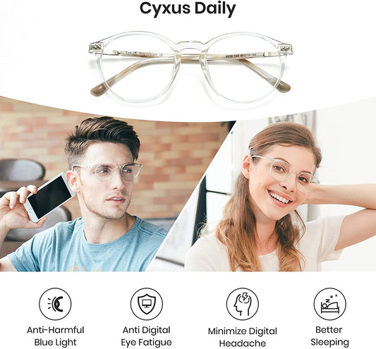 Cyxus Blue Light Blocking Glasses Retro Round Anti Eyestrain Computer Eyeglasses for Men Women - (For 8 piece(s))
