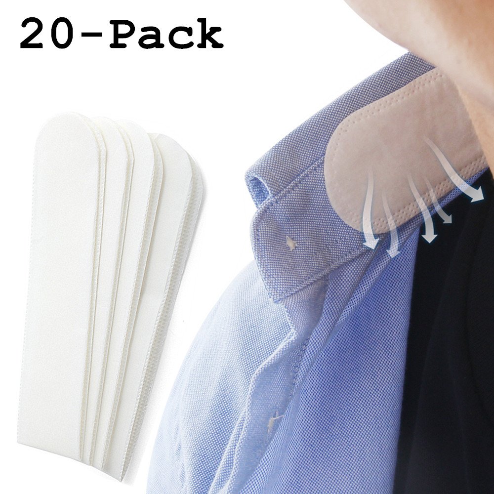 Disposable Collar Protector Sweat Pads - White Collar Grime, 20 Pack COSCOD Self-Adhesive Neck Liner Pads Feel Fresh & Dry All Day, Invisible Protection Hats Liner Caps Against Collar Sweat & Stains - (For 8 piece(s))