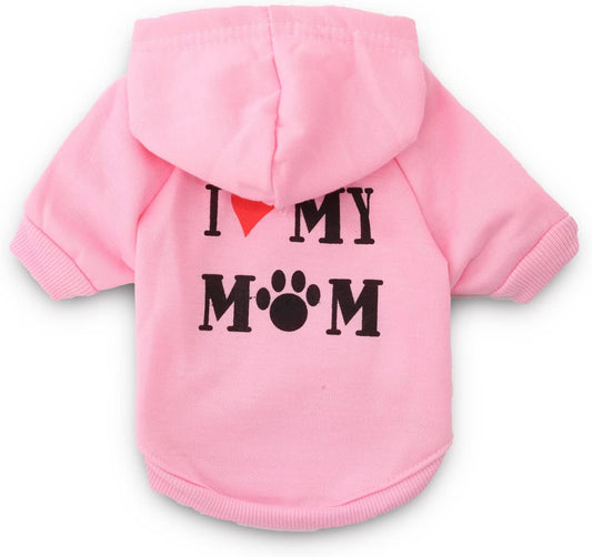DroolingDog Dog Clothes I Love My Mom Hoodie Pet Puppy Shirts for Small Dogs - (For 8 piece(s))