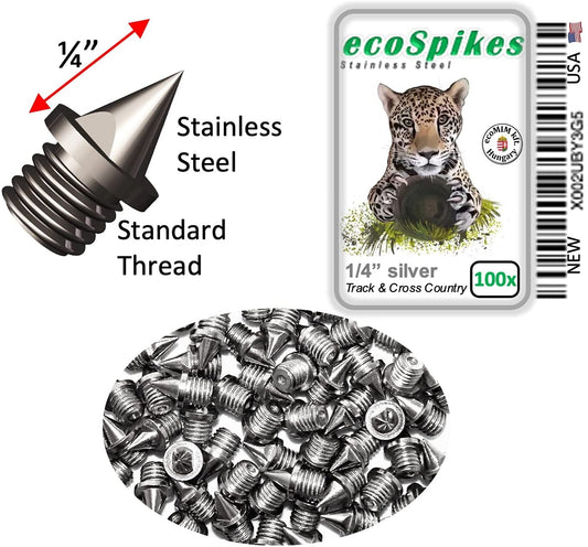 ecoSpikes 1/4 inch (6mm) Stainless Steel Track/Cross Country Spikes (Bag of 100) - (For 8 piece(s))