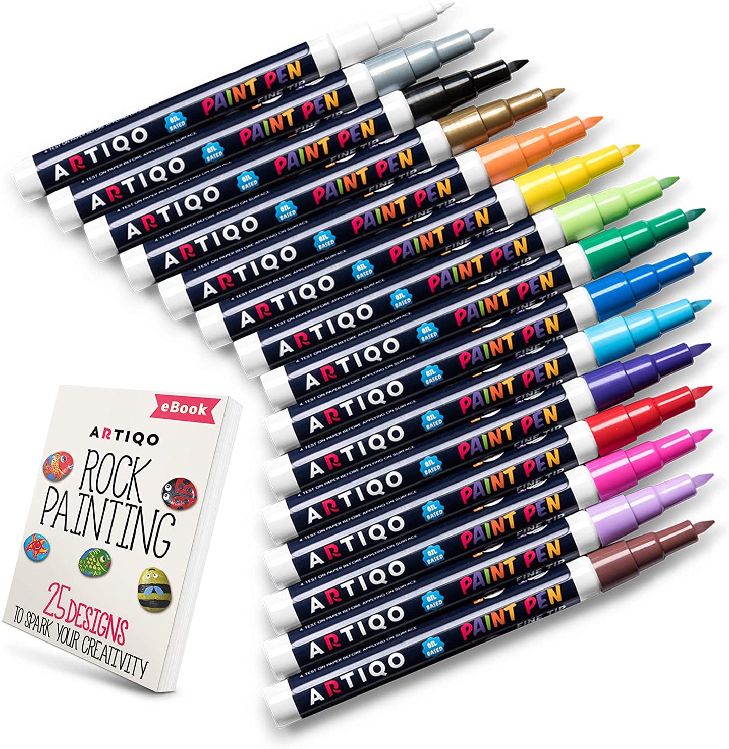 Fine Tip Paint pens for Rock Painting - Wood, Glass, Metal and Ceramic Works on Almost All Surfaces Set of 15 Vibrant oil based fine point paint markers, Quick Dry, Water Resistant - (For 8 piece(s))