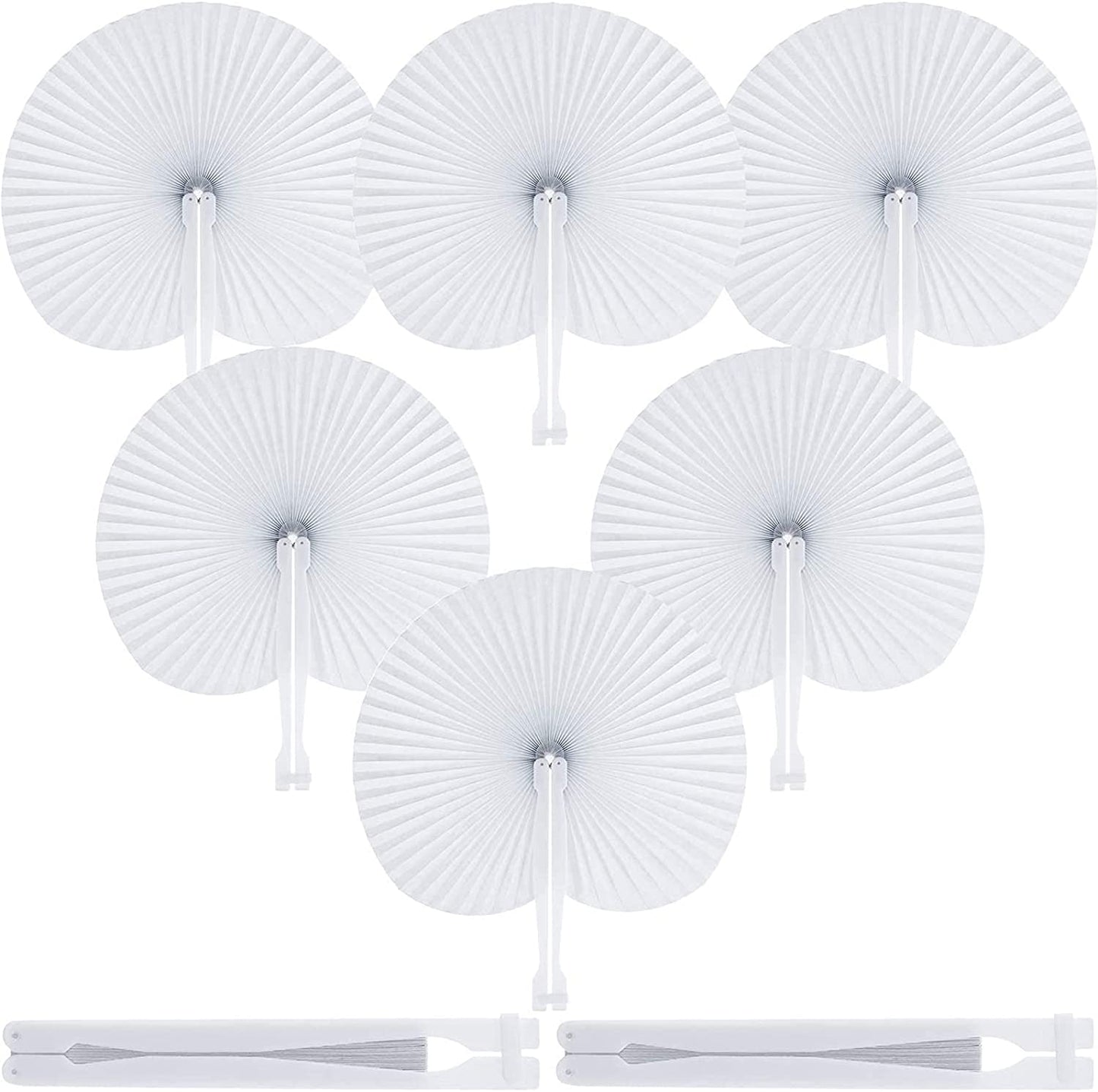 Gejoy 48 Pack Folding Paper Fans Round Accordion Folded Hanging Fans Handheld Assortment for Wedding Favor Birthday Baby Shower Party Bag Filler, White - (For 6 piece(s))