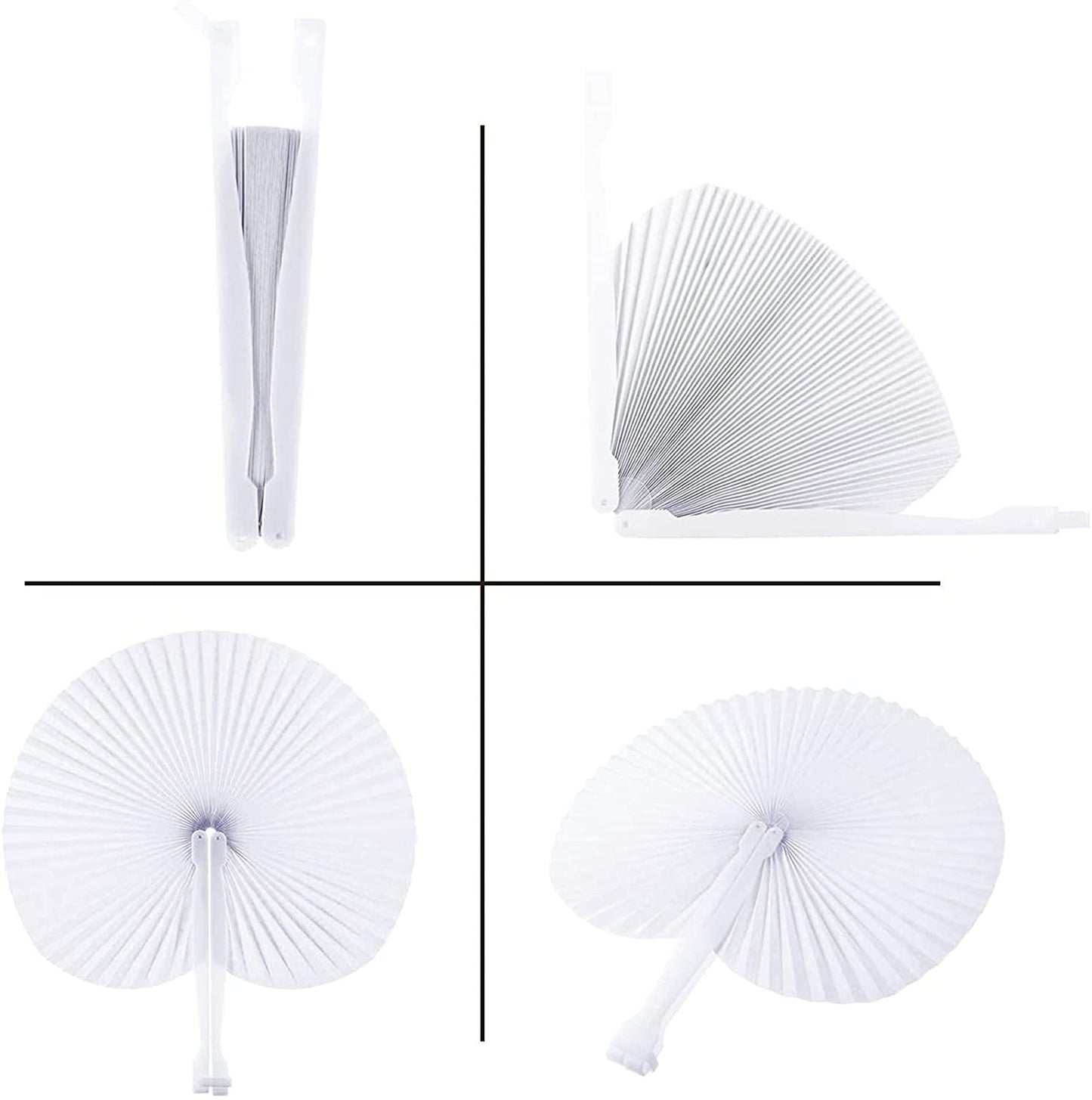Gejoy 48 Pack Folding Paper Fans Round Accordion Folded Hanging Fans Handheld Assortment for Wedding Favor Birthday Baby Shower Party Bag Filler, White - (For 6 piece(s))