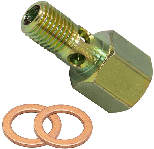 GlowShift Fuel Pressure Banjo Bolt Sensor Thread Adapter Compatible with 24-Valve 5.9L Dodge Ram 2500 3500 Cummins Diesel 1998.5-2007.5 - Installs to Fuel Filter Housing - Includes Crush Washers - (For 1 piece(s))