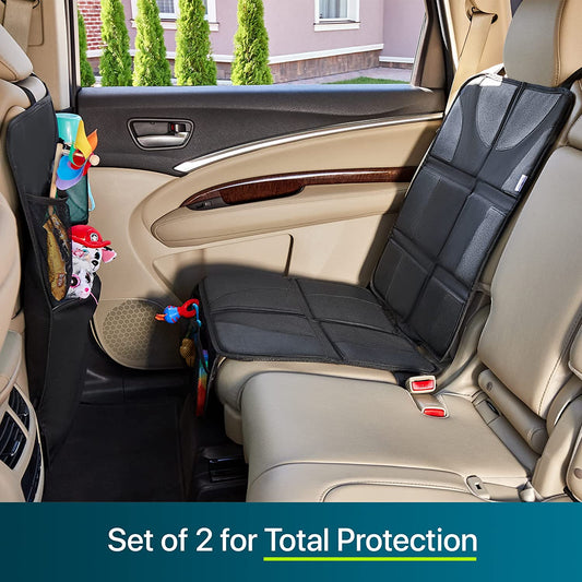 H Helteko Car Seat Protector with Thickest Padding + Backseat Car Organizer, XL Largest Car Seat Cover for Child Baby Carseat, Waterproof & Durable 600D Fabric, Kick Mat Back Seat w/Storage Pockets - (For 6 piece(s))
