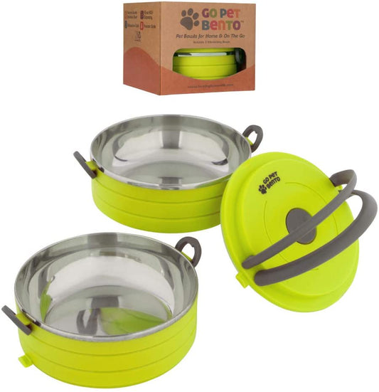 Healthy Human Portable Dog & Pet Travel Bowls with Lid - Human Grade Stainless Steel - Ideal for Food & Water - 3 Sizes & 3 Colors - (For 1 piece(s))