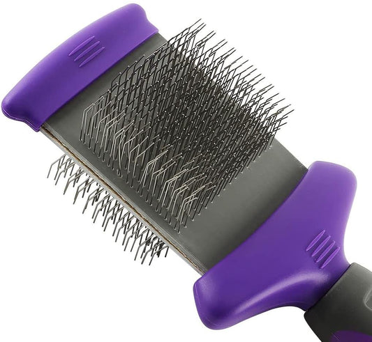 HERTZKO Double Sided Flexible Slicker Brush Removes Loose Hair, Tangles, and Knots, Flexible Head Contours on Your Pet’s Skin - Suitable for Dogs and Cats - (For 8 piece(s))