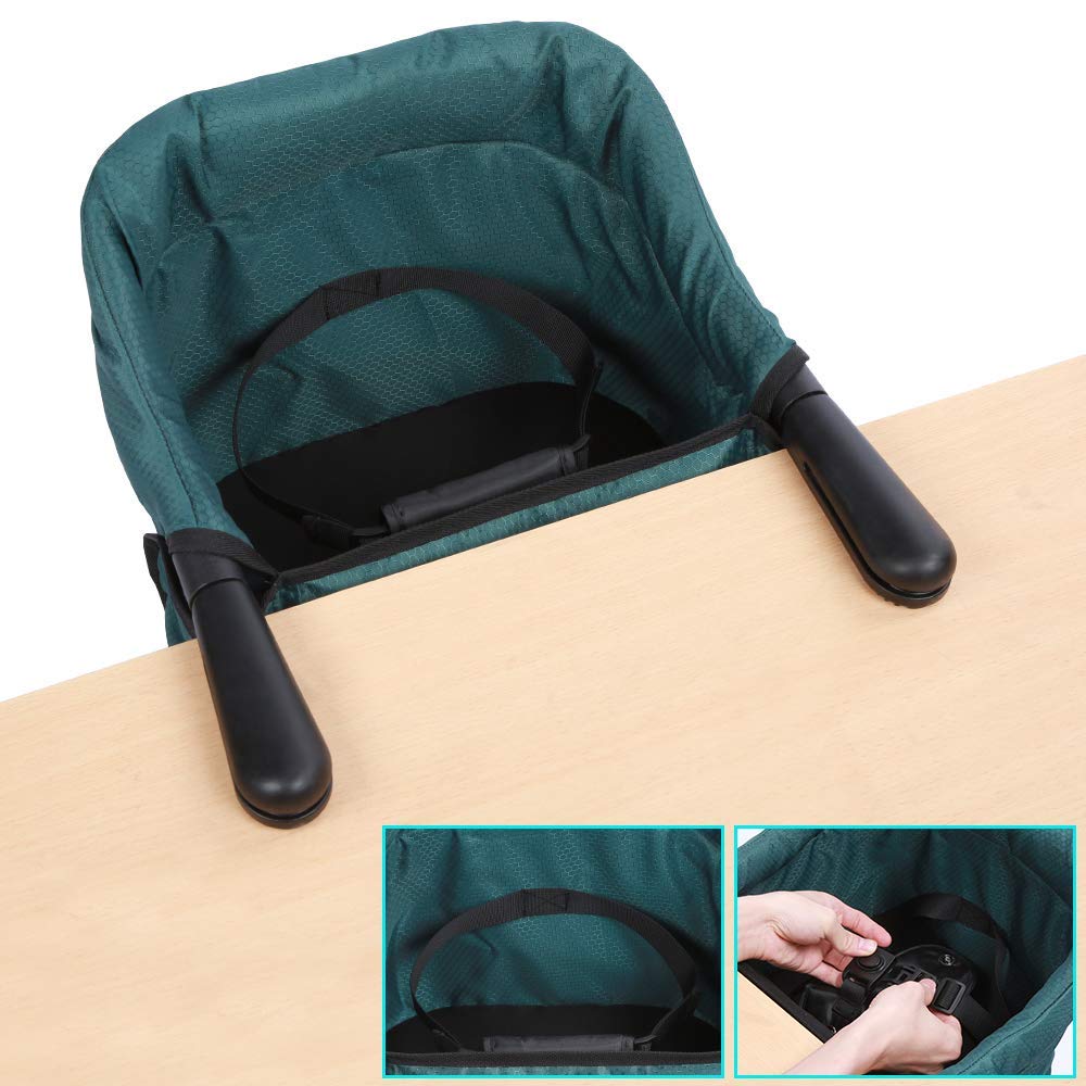 Hook On High Chair, Clip on Table Chair w/Fold-Flat Storage Feeding Seat -Attach to Fast Table Chair for Home or Travel(Dark Green) - (For 4 piece(s))