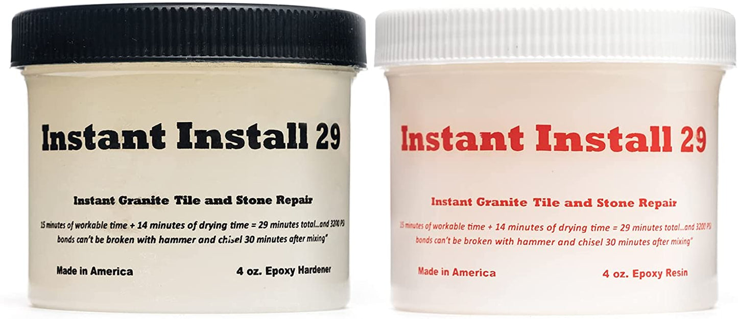 Instant Install 29~8 oz. epoxy. Permanent Repair. Rapid-Dry. Granite Marble Stone Tile. Fix Chipped Edges, Corners. Crack Repair Filler. Reattaches or rebuilds Missing Pieces. Tintable with EZ-Tint - (For 6 piece(s))