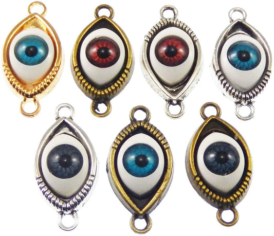 Julie Wang 24pcs Mixed Antiqued Bronze Silver Evil Eye Demon Charms Pendants for Jewelry Making - (For 12 piece(s))