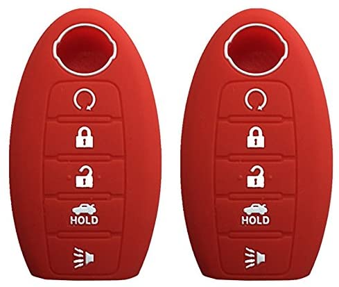 KAWIHEN 2 Pcs Silicone Key Fob Cover Fit for Armada Murano Maxima Altima Sedan Pathfinder 5 button 285E3-3TP5A KR5S180144014（red） - (For 12 piece(s))