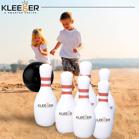Kleeger Giant Inflatable Bowling Set, 6 Huge Life Size Large Jumbo 24 Inch Pins And Extra Big 18 Inch Ball, Great On Lawn And Yard, Indoor And Outdoor Game For Kids And Adults With Bonus Pump - (For 6 piece(s))