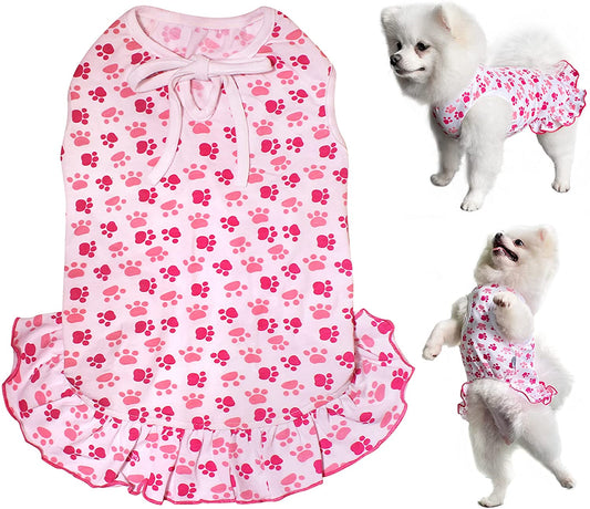 LEDINIU Adorable Paws Pet Dog Dresses Dog Shirts Cotton for Small Cute Dogs - (For 12 piece(s))