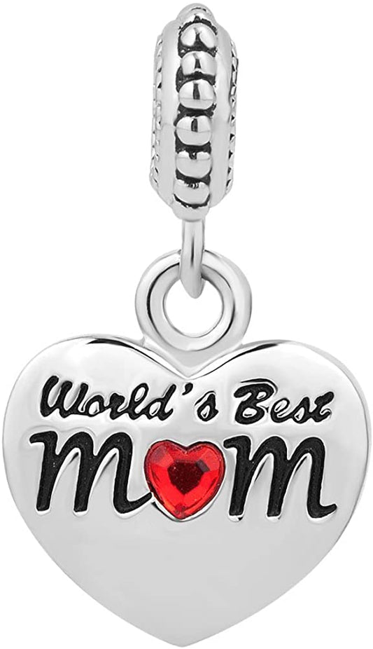 Lifequeen Heart Love Mom Charms Dangle Charm Beads for Bracelets - (For 8 piece(s))