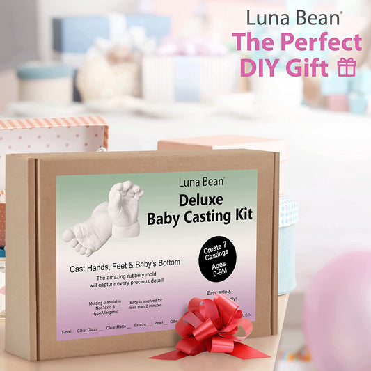 Luna Bean Deluxe Baby Keepsake Hand Casting Kit - Plaster Hand Mold Casting Kit for Infant Hand & Foot Mold - Baby Casting Kit for First Birthday, Christmas & Newborn Gifts - (Pearl Sealant) - (For 6 piece(s))