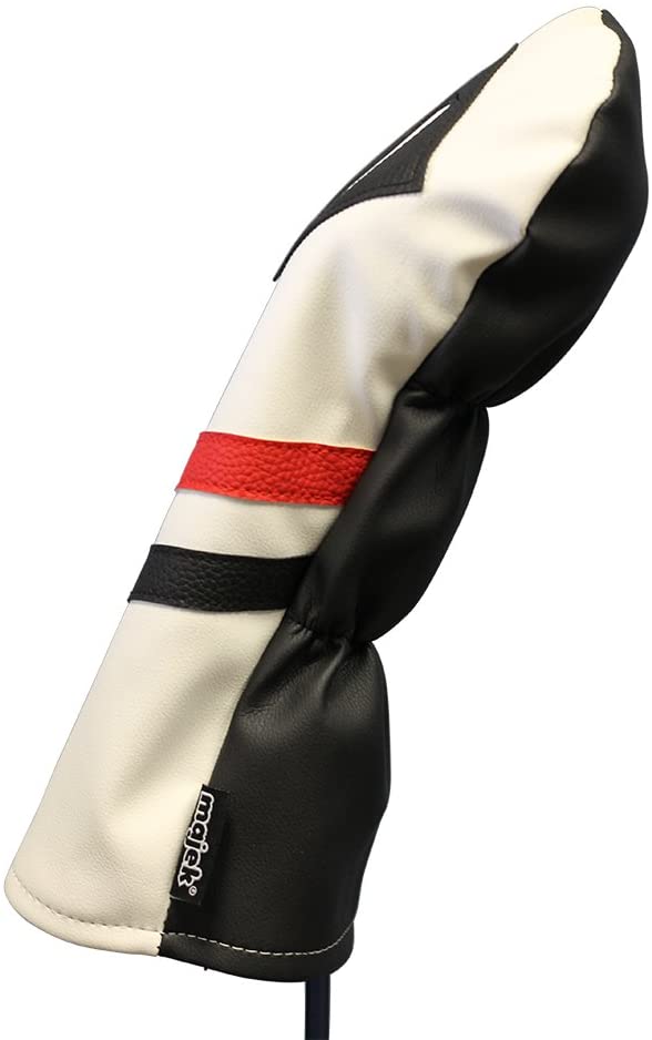 Majek Retro Golf Headcovers White Red and Black Vintage Leather Style 1 & 3 Driver and Fairway Head Cover Fits 460cc Drivers Classic Look - (For 6 piece(s))