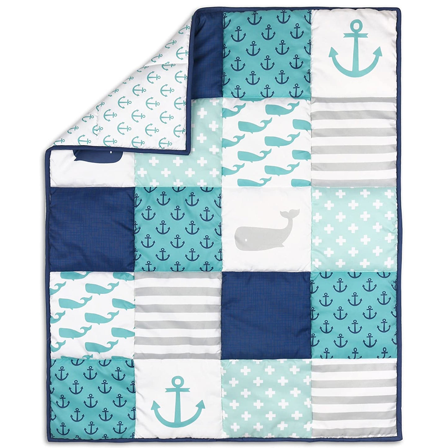 Nautical 4 Piece Whales Baby Crib Bedding Set - (For 1 piece(s))