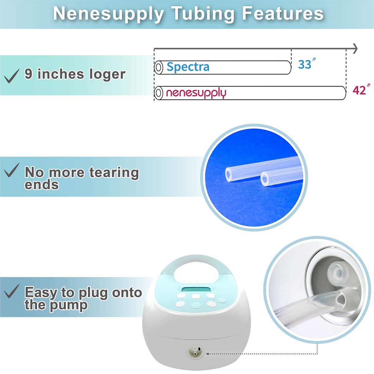 Nenesupply Tubing Compatible with Spectra S2 Spectra S1 Spectra 9 Plus Replace Spectra Tubing Ameda Tubing Avent Tubing Replace Spectra Pump Parts Replace Spectra S2 Accessories - (For 12 piece(s))