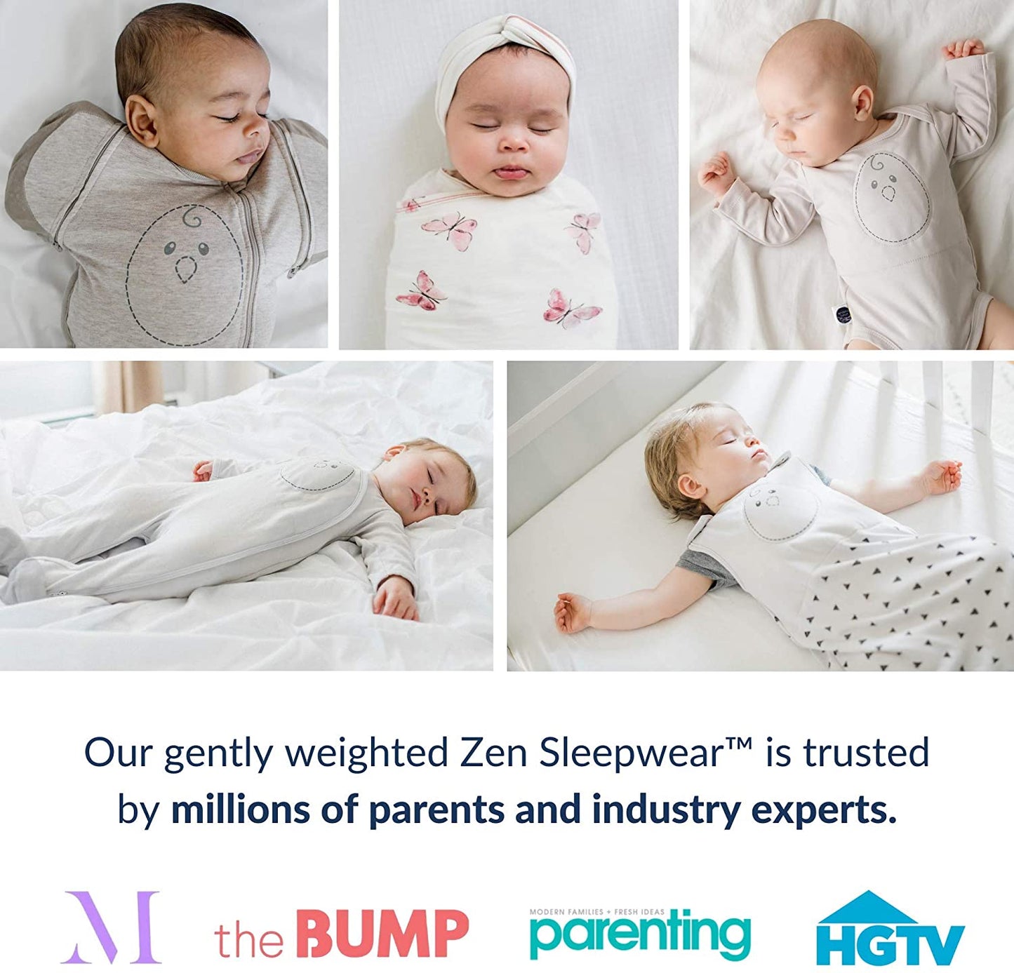 Nested Bean Zen Sack - Gently Weighted Sleep Sacks | Baby: 0-6 Months | Cotton 100% | Help Newborn/Infant Swaddle Transition | 2-Way Zipper | Machine Washable - (For 6 piece(s))