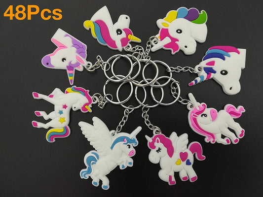 OHill 48 Pack Rainbow Keychains Key Ring Decoration Birthday Party Favor Supplies - (For 8 piece(s))