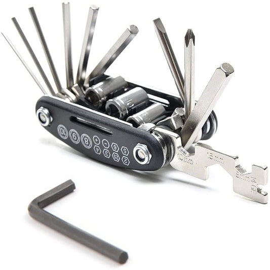 Olyeem Bicycle Tool Kit, Motorcycle Portable 16 in 1 Cycling Multifunctional Repair Tool Set - (For 12 piece(s))