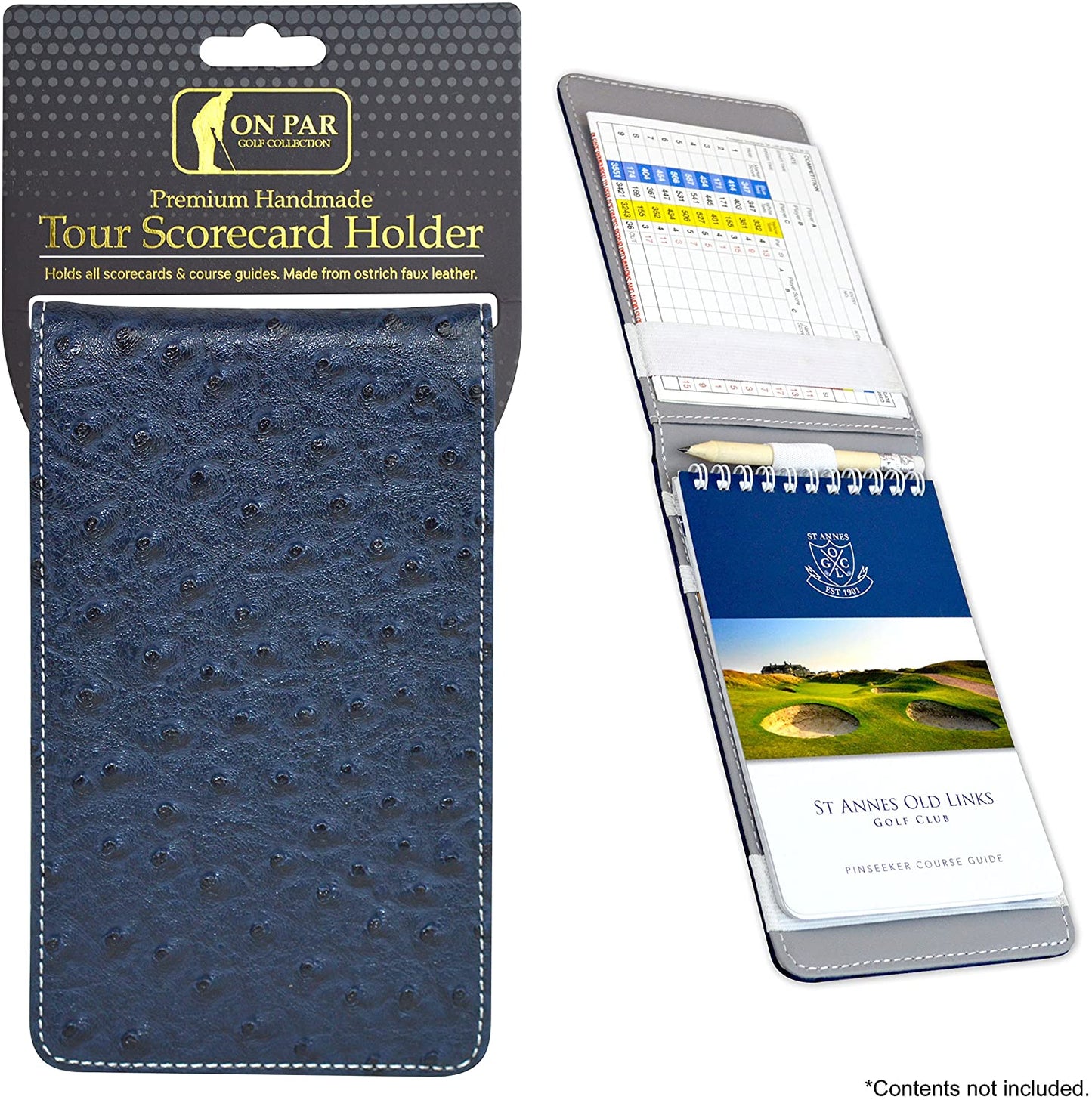 On Par Premium Ostrich Effect Scorecard Holder with Unlimited Printable Golf Game Trackers Sheets - (For 8 piece(s))