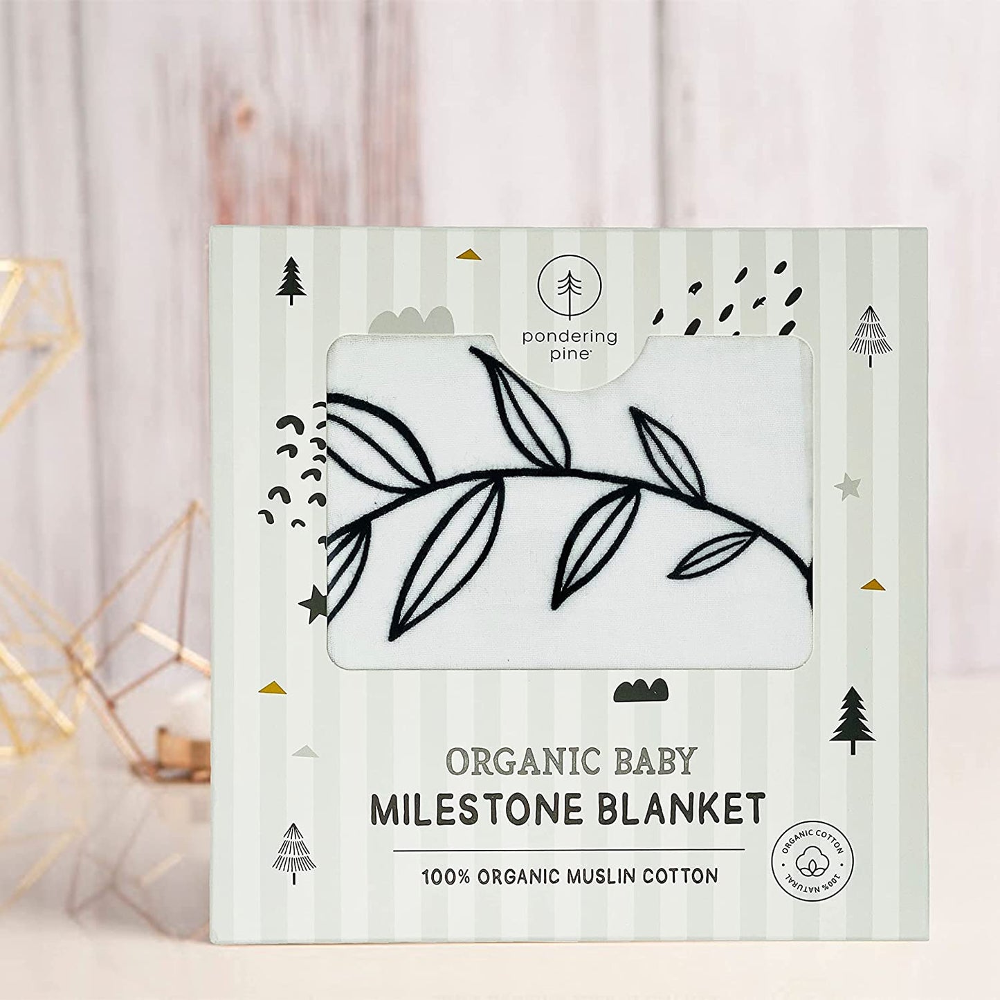 Organic Baby Monthly Milestone Blanket Boy or Girl - Milestone Blanket Neutral with Wood Frame - Forever Loved Baby Month Blanket with Growth Chart, 1-12 Months Milestones, 47”x47” - (For 1 piece(s))